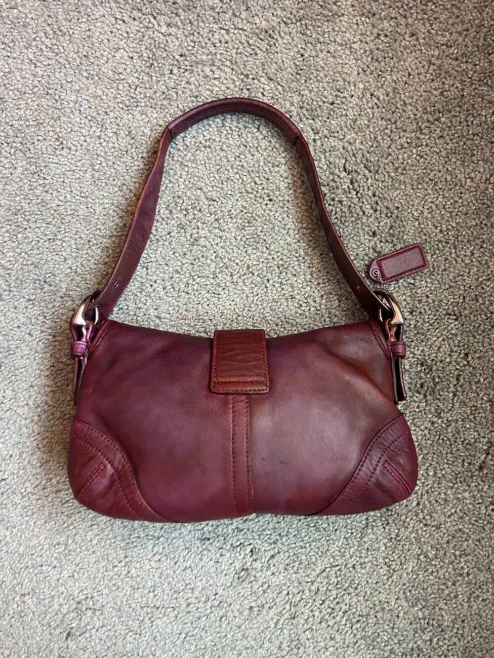 Vintage Coach Y2K Mini Soho Buckle Flap Shoulder Bag- 9247, Burgundy/Wine - Picture 2 of 15